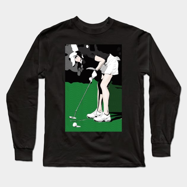 Concentration - Golf Art Pfrint Long Sleeve T-Shirt by ArtShare